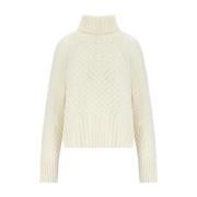 Ecru Turtleneck Uld Blend Jumper