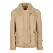 Fåreskind Beige Frakke Made in Italy