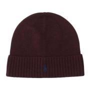 Uld Beanie med Logo Broderi Detalje