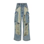 Denim cargo jeans i lyseblå