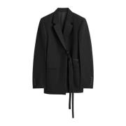 Satin-Lapel Wrap Blazer