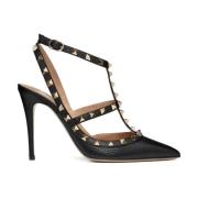 Sorte Rockstud Pumps med Guld Accenter