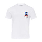 Broderet Hvid Crew Neck T-shirt