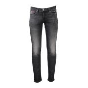 Sort Slim Fit Jeans med Broderi