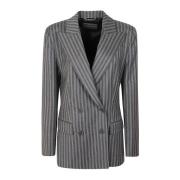 Grå Flannel Stræk Pinstripe Blazer