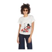 Hvid Minnie Print Crew-Neck T-shirt