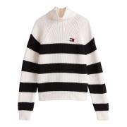 Stribet Mockneck Sweater