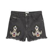 Broderet Denim Bermuda Shorts