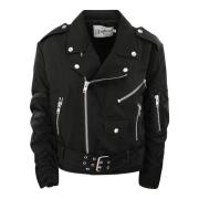 Nylon Biker Bomber Jakke med Lommer