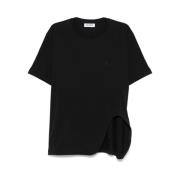 Sort Crew Neck T-shirt med Broderet Logo