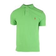 Mesh Strikket Polo Skjorte i Kiwi Lime