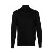 Sort Cashmere-Silke Rullekrave Sweater