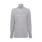 Lys Grå Strik Rullekrave Sweater