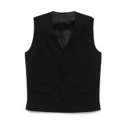 Sort Uld Blandings V-Hals Vest