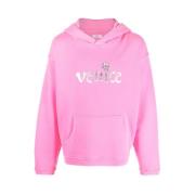 Pink Logo Print Hoodie