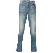 Blå Broderede Skinny Jeans