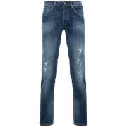 Blå Stonewashed Distressed Skinny Jeans