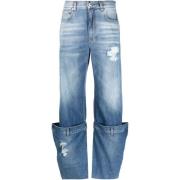 Slidte lyseblå bomuld straight leg jeans