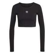 Essentials Ribbet Crop Langærmet T-shirt