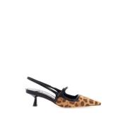 Leopard Print Læder Pumps med Spids Tå