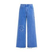 Blomstret Applikation Wide Leg Jeans