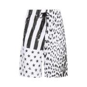 Leopard Flag-Print Track Shorts