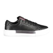 Sporty Sorte Sneakers med Kontrastdetaljer