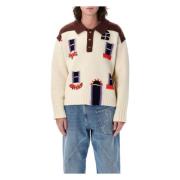 Hus Intarsia Polo Sweater Strikvarer