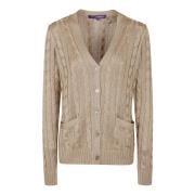 Brun Kabelstrik Cardigan Sweater