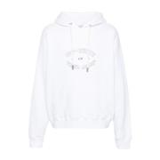 Hvid Bomuld Hættetrøje Sweatshirt