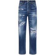 Blå Denim Straight Leg Jeans