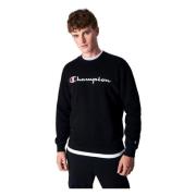 Sort Broderet Logo Crewneck Sweatshirt