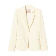 Crepe Blazer Vanilje Hvid Klassiske Revers