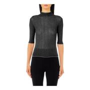 Sort turtleneck sweater med lurex detaljer