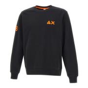 Sort Bomulds Sweatshirt med Orange Piping