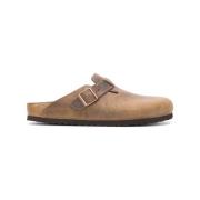 Brun Læder Sandaler Slip-On Stil