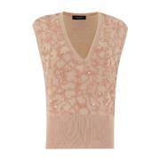 Elegant V-hals uld bomuld top