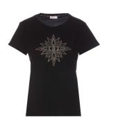 Sort T-shirt med Strass-detaljer