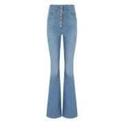 Flarede højtaljede jeans med knapper