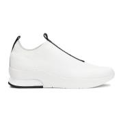 Hvide slip-on sneakers i stof