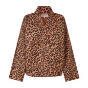 Leopard Print Kimono Denim Jakke