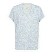 Rose Print V-Hals T-Shirt