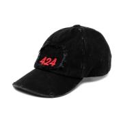 Sort Broderet Logo Denim Hat