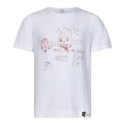 Hvid Grafisk Print T-shirt