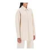 Oversized Poplin Skjorte med Italiensk Krave