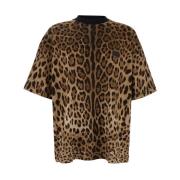 Leopard Motif Brun T-shirt Bomuld Mand