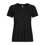 Sort Eyelet Detalje T-Shirt