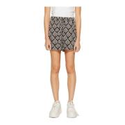 Geometrisk Snøret Sort Shorts