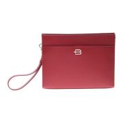 Unisex clutch bag in red saffiano