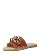 espadrij l´originale Pantoletter 'Plage Cuir'  cognac / guld